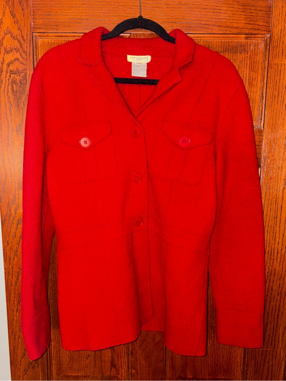 Jones New York Vibrant Red Button-Front Blazer